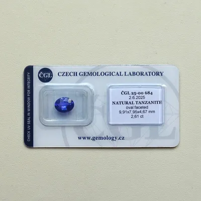 Tanzanit investiční drahokam 2,61ct, ČGL certifikát, Tanzánie Tanzanit investiční drahokam 2,61ct, ČGL certifikát, Tanzánie