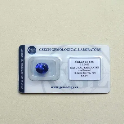 Tanzanit investiční drahokam 5,82ct, ČGL certifikát, Tanzánie Tanzanit investiční drahokam 5,82ct, ČGL certifikát, Tanzánie
