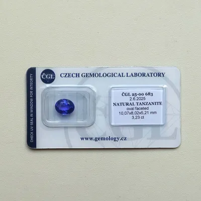 Tanzanit investiční drahokam 3,23ct, ČGL certifikát, Tanzánie Tanzanit investiční drahokam 3,23ct, ČGL certifikát, Tanzánie