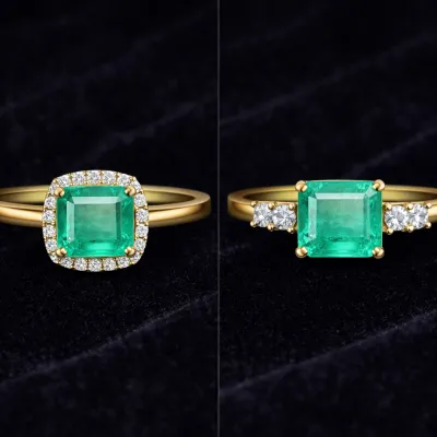 zasazení smargdu do prstenu je ilustrační fotografie pro lepší vizualizaci drahokamu ve šperku.