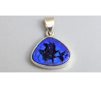 Azurit stříbrný přívěsek z přírodního minerálu